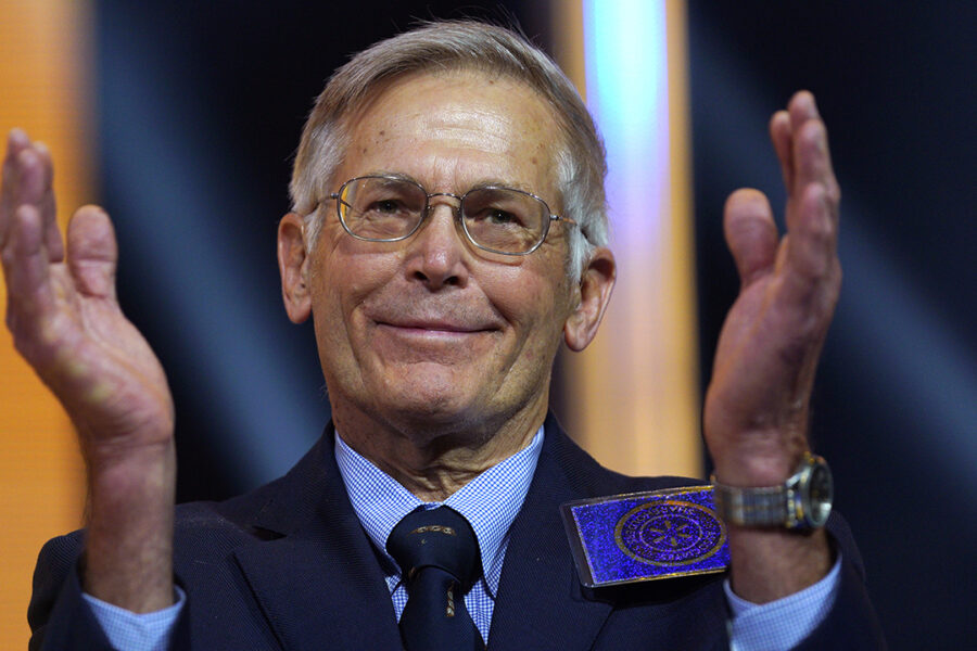 FAYETTEVILLE, AR - JUNE 1: Jim Walton claps at the Walmart shareholders meeting event on June 1, 2018 in Fayetteville, Arkansas. The shareholders week brings thousands of shareholders and associates from around the world to meet at the company's  global headquarters. (Photo by Rick T. Wilking/Getty Images)